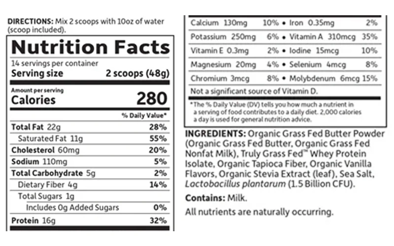 Nutrition facts of garden of life keto meal balanced shake
