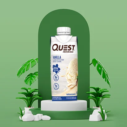 Quest Nutrition Protein Shake on green background